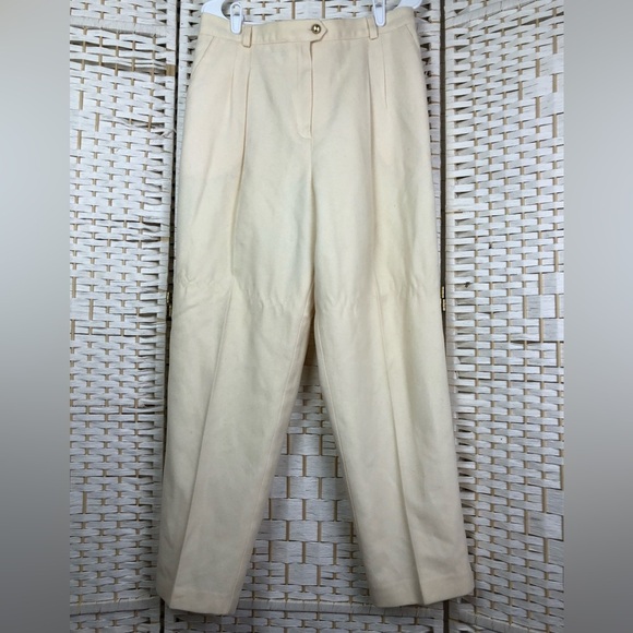Sag Harbor Vintage Women’s Cream 100% Wool High Rise Dress Pants - Picture 1 of 5